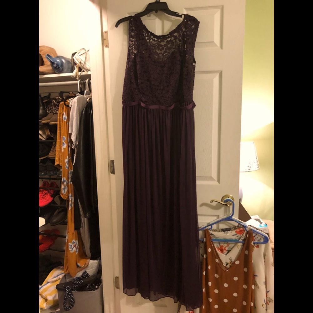Long dark purple size 20 David’s bridal dress